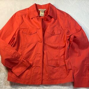 L.L. Bean Women's Coral-Red Utility Jacket - 100% Cotton - S
